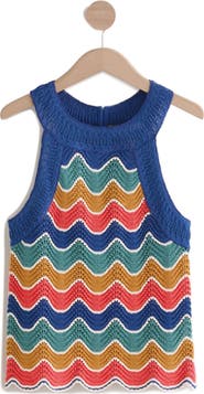 NEXT Stripe Open Stitch Sleeveless Cotton Sweater