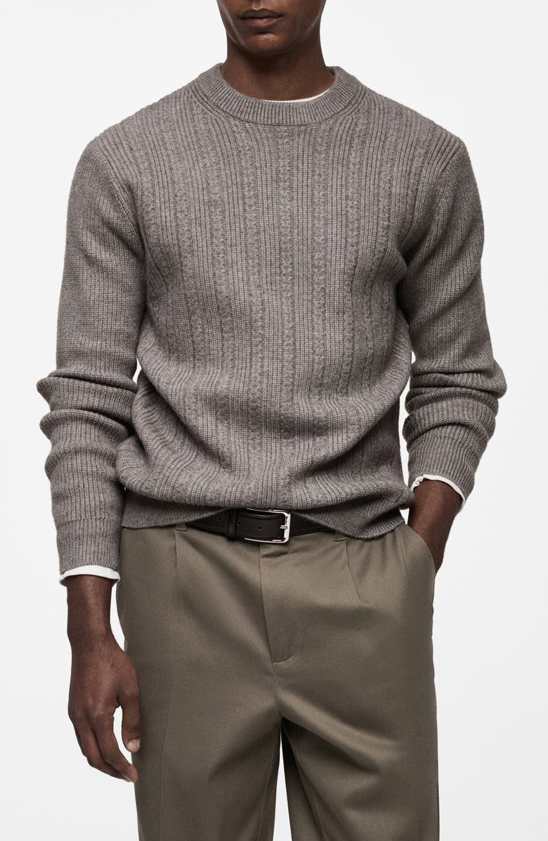 MANGO Combined Cable Knit Sweater, Main, color,