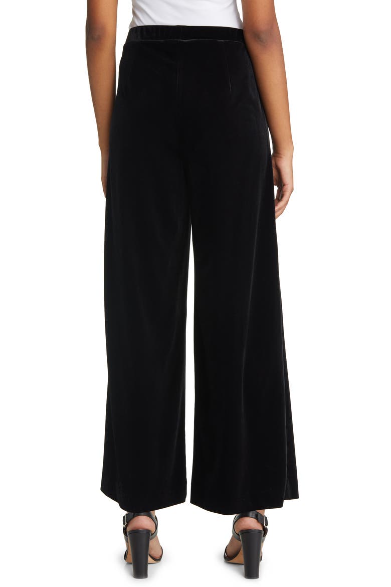 Pull-On Wide Leg Velvet Pants, Alternate, color, BLACK