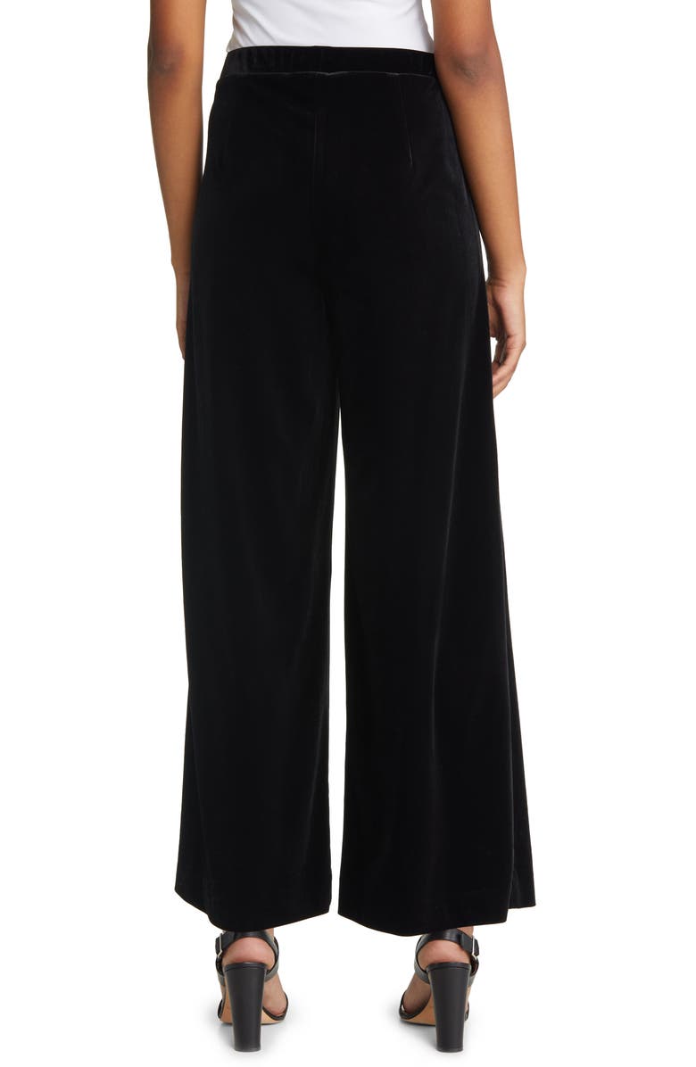 Ming Wang Pull-On Wide Leg Velvet Pants, Alternate, color, Black