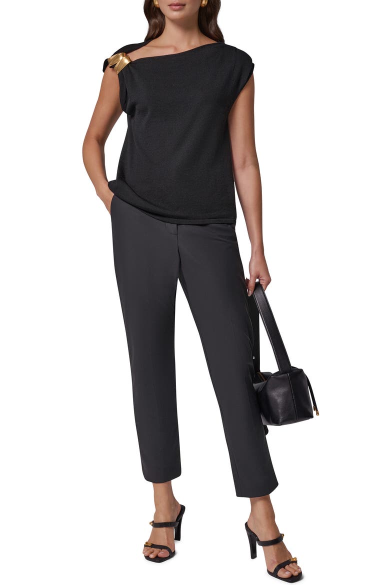 Asymmetric Extra Fine Merino Wool Sweater, Alternate, color, BLACK
