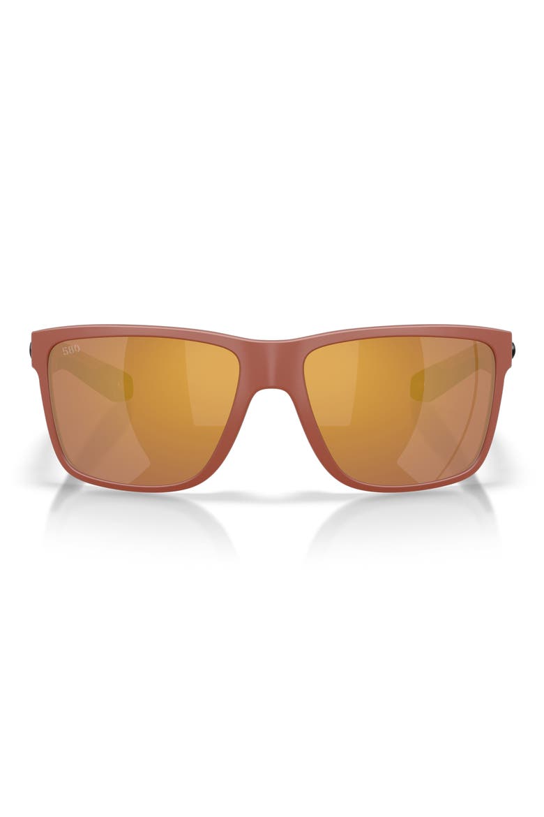 58mm Broadbill II Polarized Rectangle Sunglasses, Main, color, MATTE TERRA COTTA / GOLD 580G