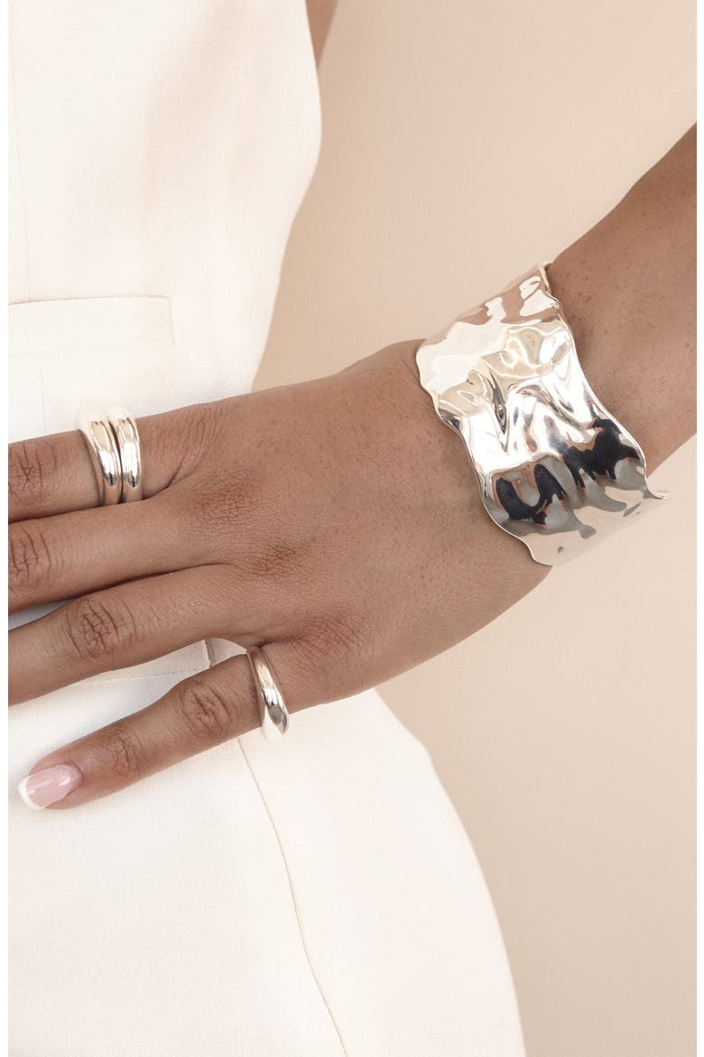 Thick Sculpted Cuff Bracelet, Alternate, color, SILVER