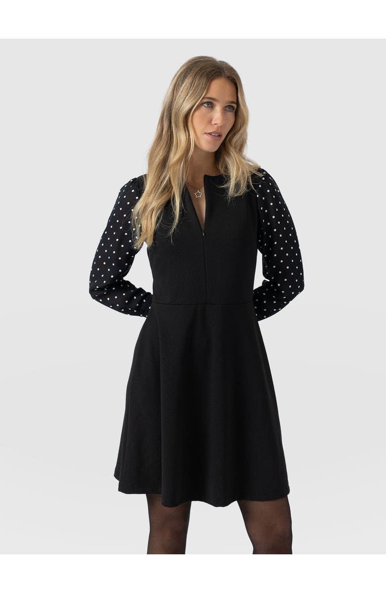 Saint + Sofia Ella Fit & Flare Dress, Alternate, color, Black Polka Dot
