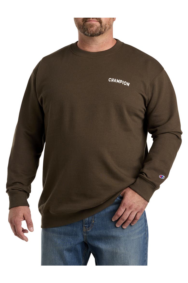 Big & Tall Small Script Crewneck Sweatshirt, Main, color, BRIEFLY BROWN