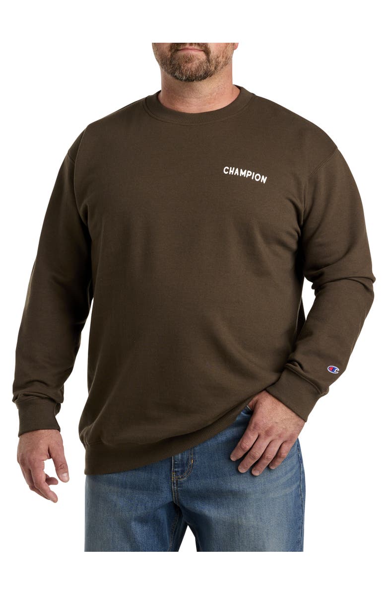 Champion Small Script Crewneck Sweatshirt, Main, color, Briefly Brown