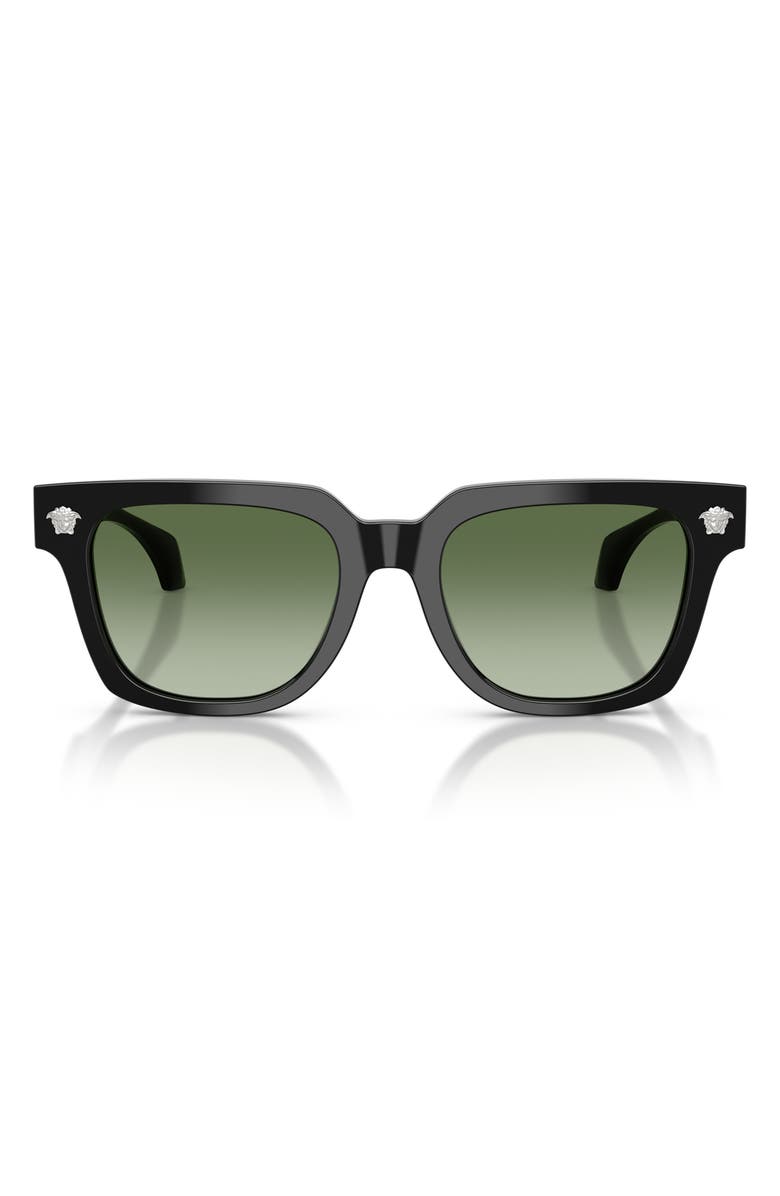 Versace 52mm Square Sunglasses, Main, color, Black / Green Gradient