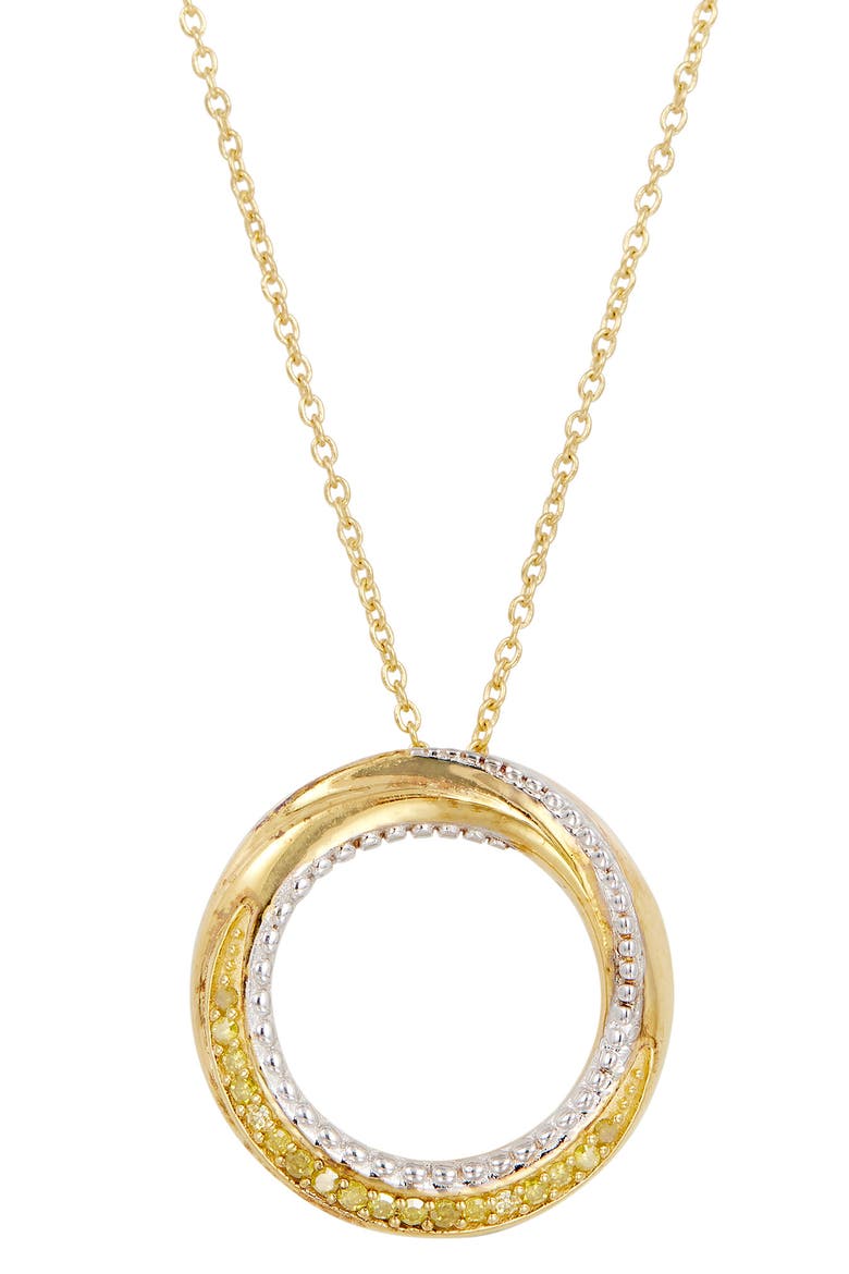 Diamond Open Circle Pendant Necklace, Main, color, YELLOW