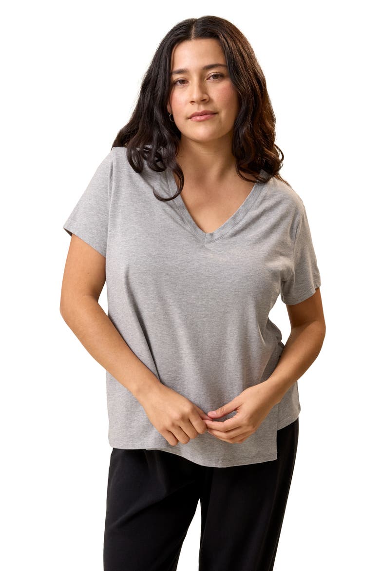 Classic Modal V-Neck Nursing T-Shirt, Main, color, Grey Heather