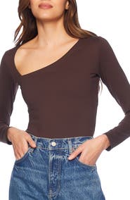 Susana Monaco Diagonal Neck Long Sleeve Top