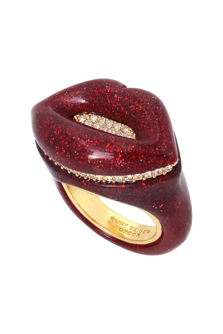 Lip Cocktail Ring, Alternate, color, RED