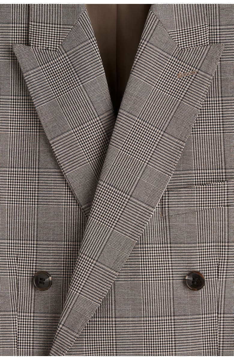 H&M Regular Fit Double-breasted Jacket, Alternate, color, Dark Beige/Checked