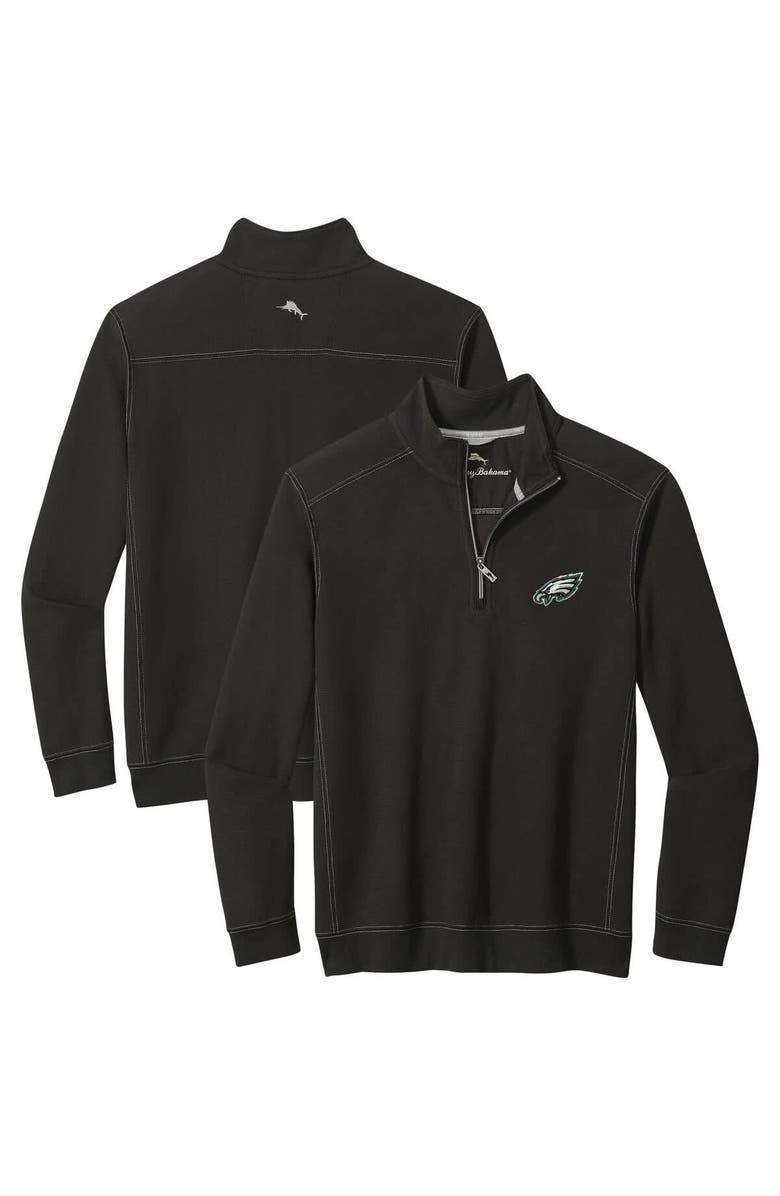 Tommy Bahama Men's Tommy Bahama  Black Philadelphia Eagles Sport Tobago Half-Zip Pullover, Main, color, 