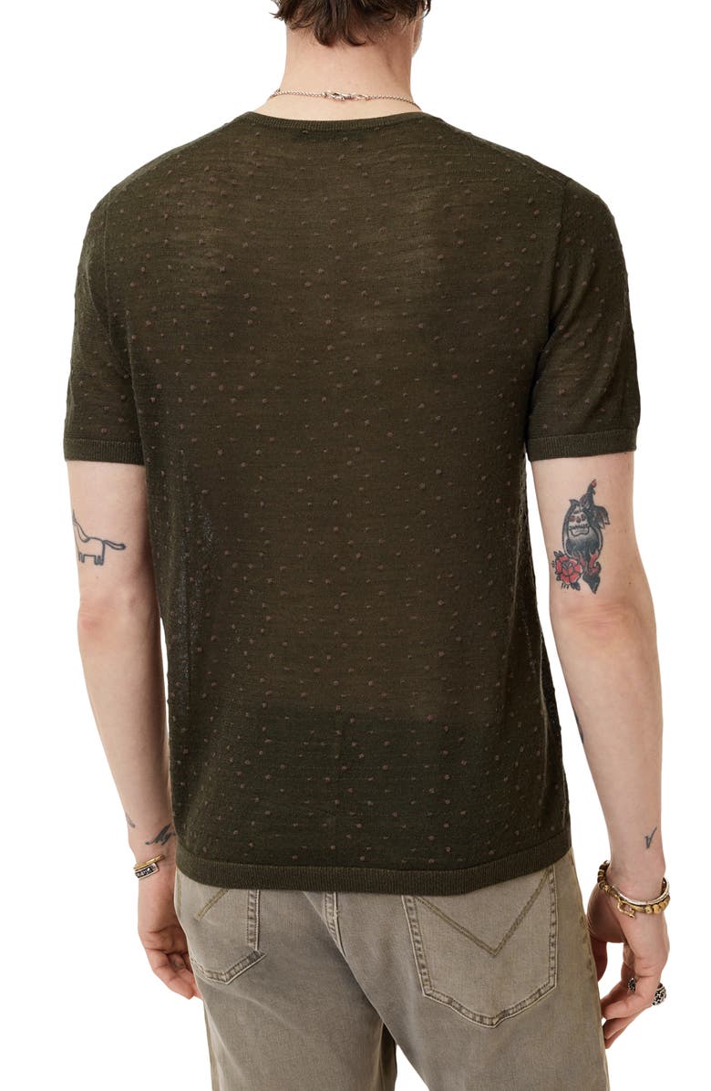 John Varvatos Cabras Wool Short Sleeve Henley Sweater, Alternate, color, Moss