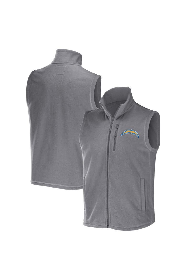 Men's NFL x Darius Rucker Collection by Fanatics Gray Los Angeles Chargers Polar Fleece Full-Zip Vest, Main, color, Gray