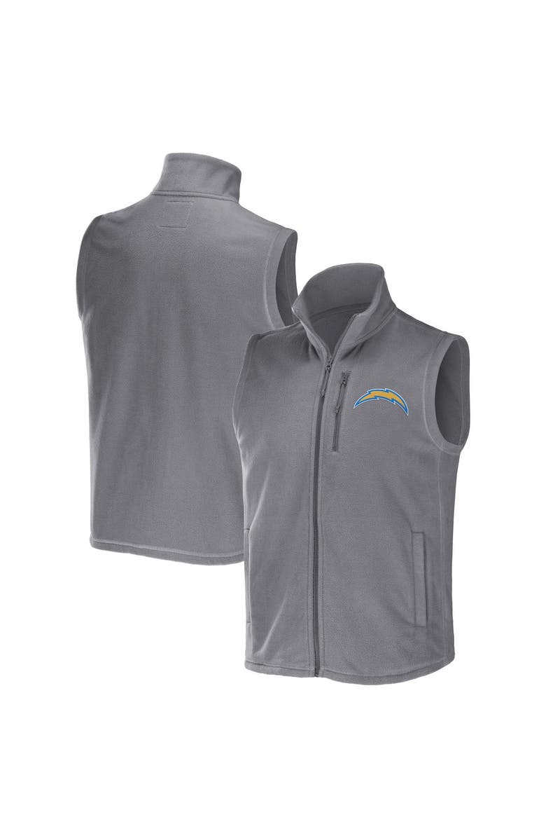NFL X DARIUS RUCKER Men's NFL x Darius Rucker Collection by Fanatics Gray Los Angeles Chargers Polar Fleece Full-Zip Vest, Main, color, 