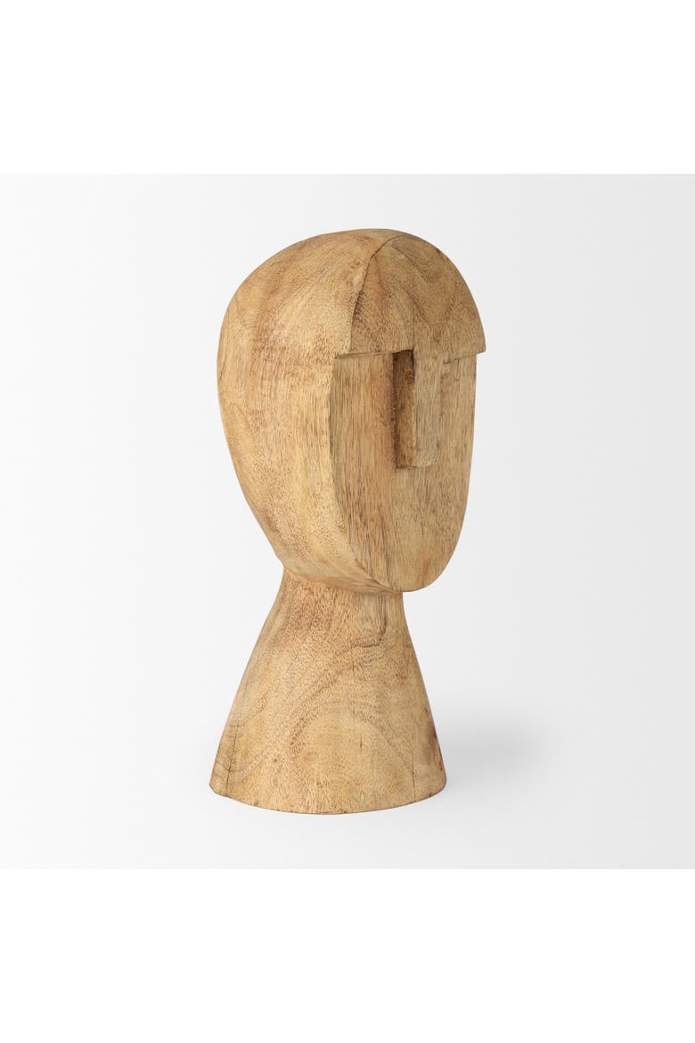 Ivan Wooden Head Sculpture, Alternate, color, Brown