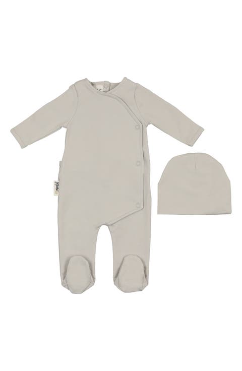 Cotton Blend Wrap Footie & Beanie Set (Baby)