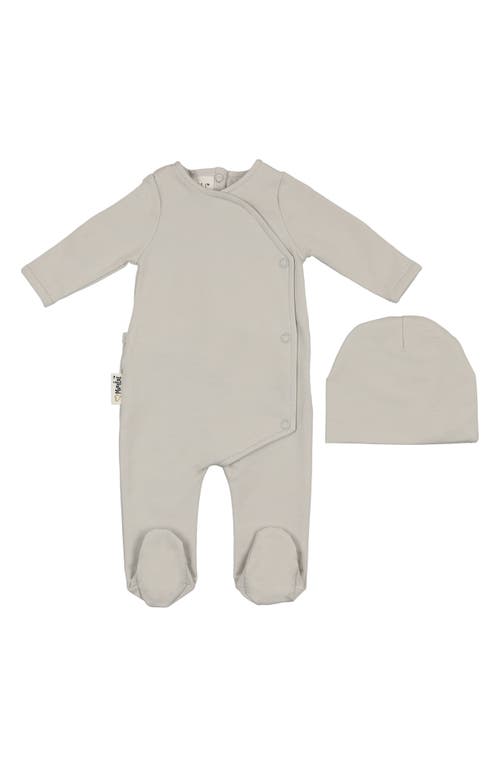 Maniere Manière Cotton Blend Wrap Footie & Beanie Set In Gray
