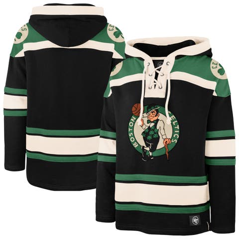 Men's '47  Black Boston Celtics Logo Superior Lacer Hoodie