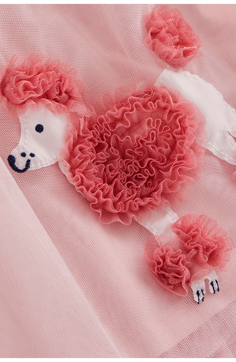 Mini Boden Kids' Appliqué Velour & Tulle Party Dress, Alternate, color, Chalk Pink Poodles