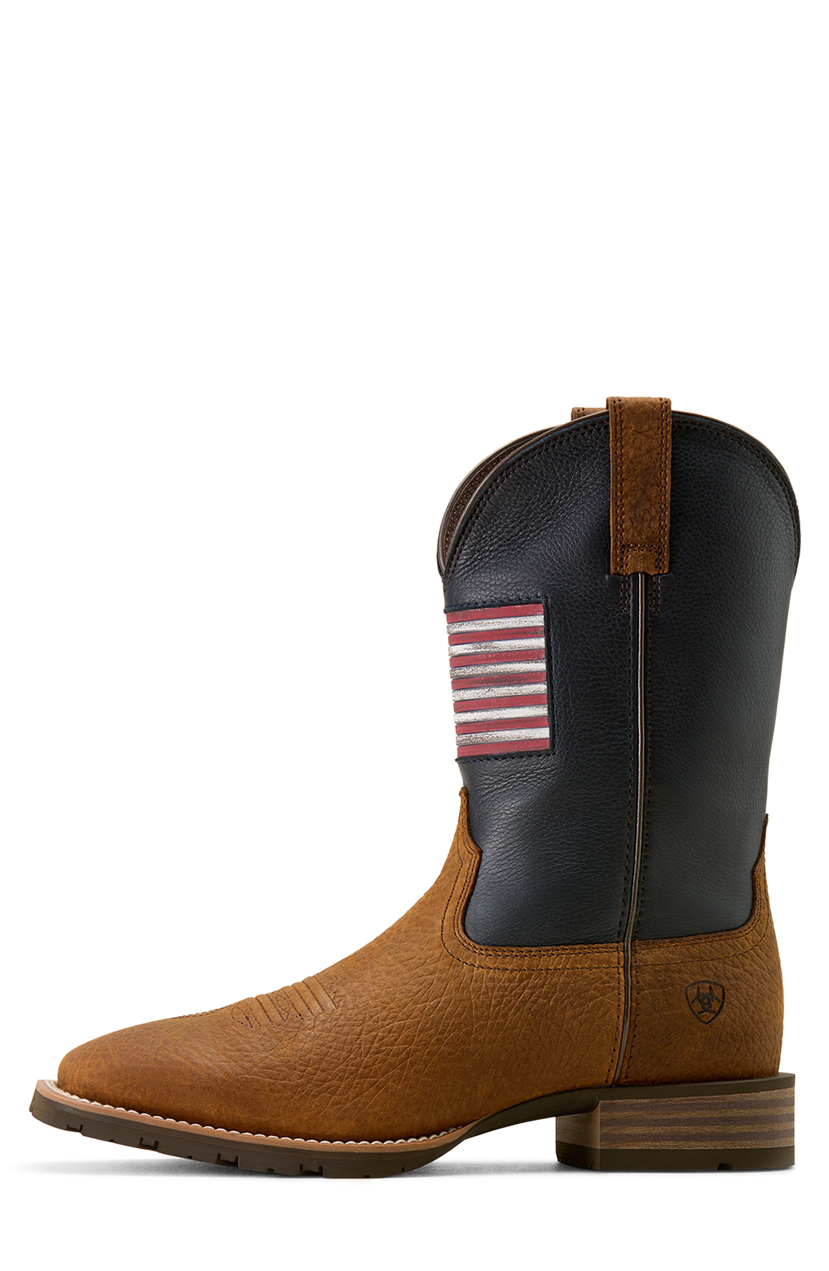 Ariat Hybrid Rancher Patriot Wide Square Toe Cowboy Boot, Alternate, color, Brown