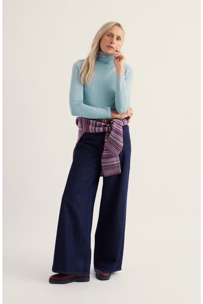 Landing Turtleneck Stretch Organic Cotton Top, Alternate, color, LICHEN