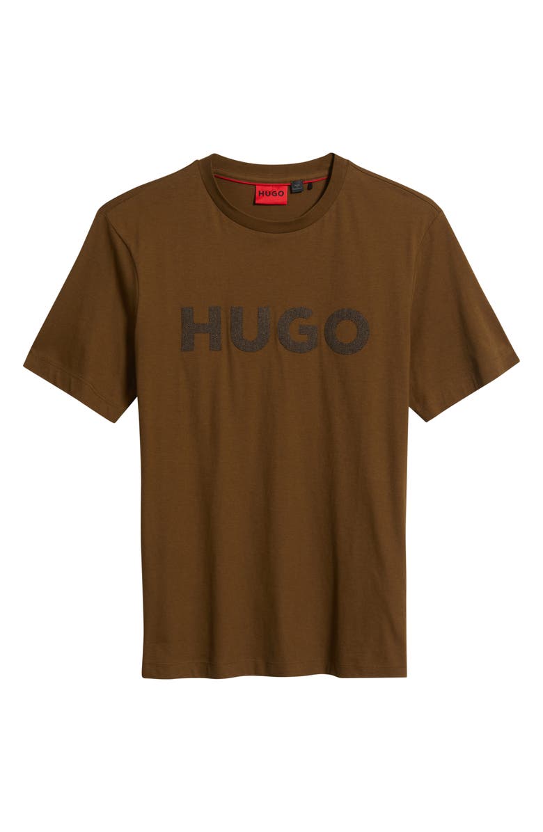 HUGO Dulivio Herringbone Logo Graphic T-Shirt, Alternate, color, Medium Brown