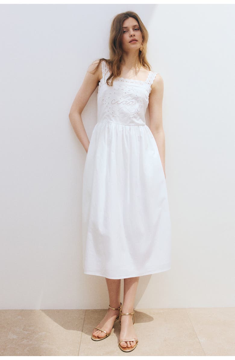 H&M Cotton dress with eyelet embroidery, Alternate, color, 
