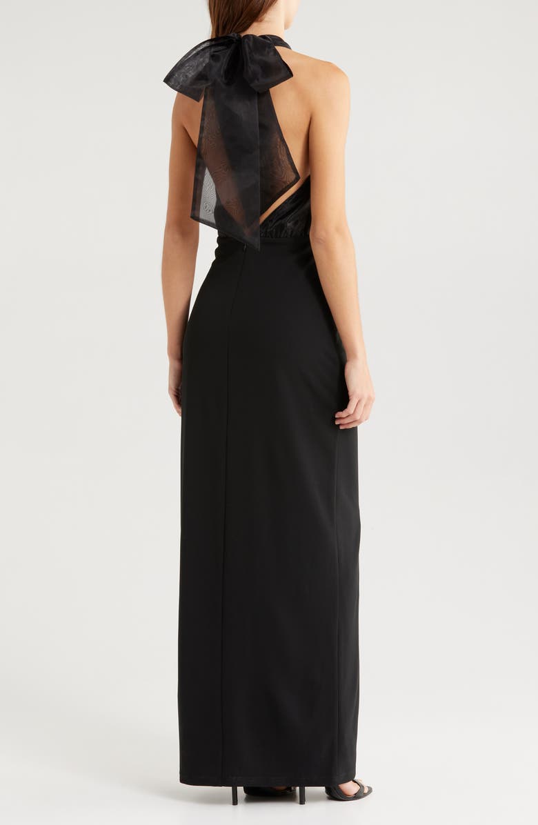 Lulus Organza & Crepe Halter Gown, Alternate, color,