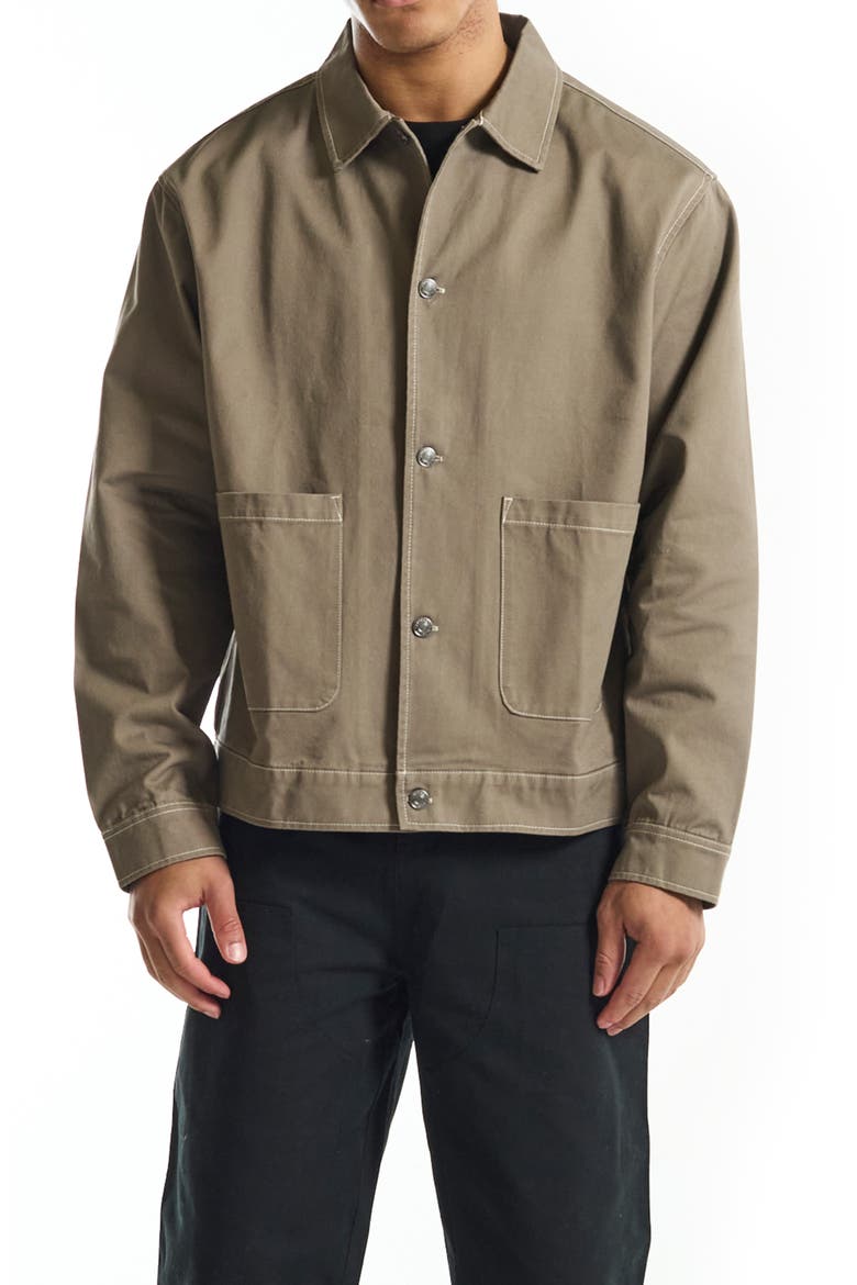 Off Duty Water Resistant Cotton Twill Chore Jacket, Main, color, COFFEE