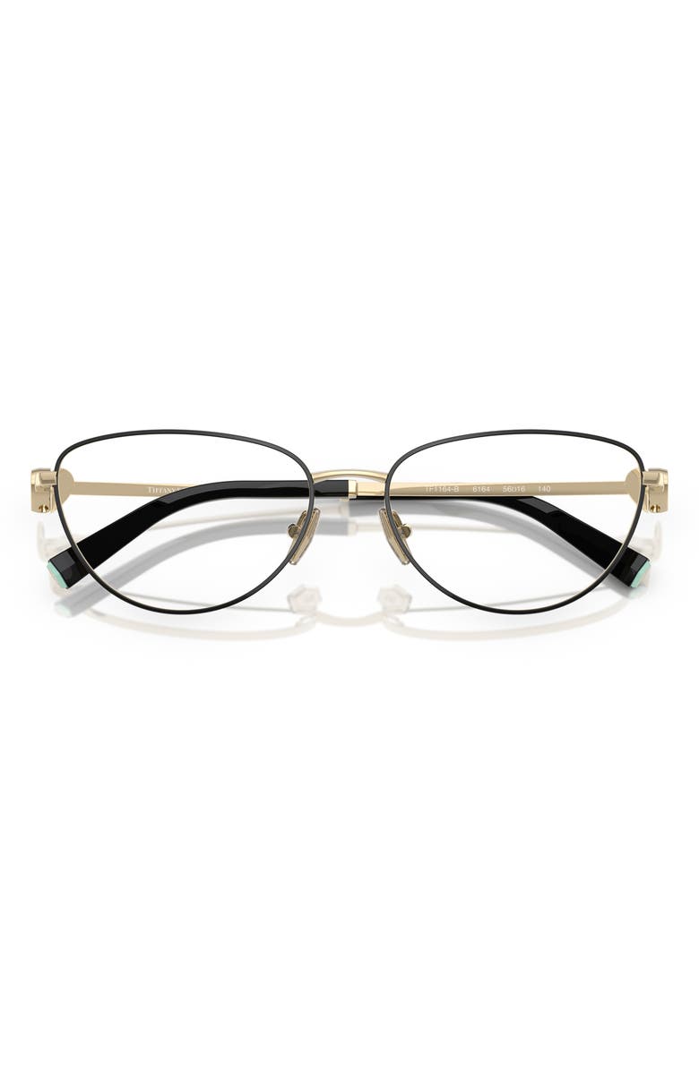 Tiffany & Co. 54mm Oval Optical Glasses, Alternate, color, Black Gold