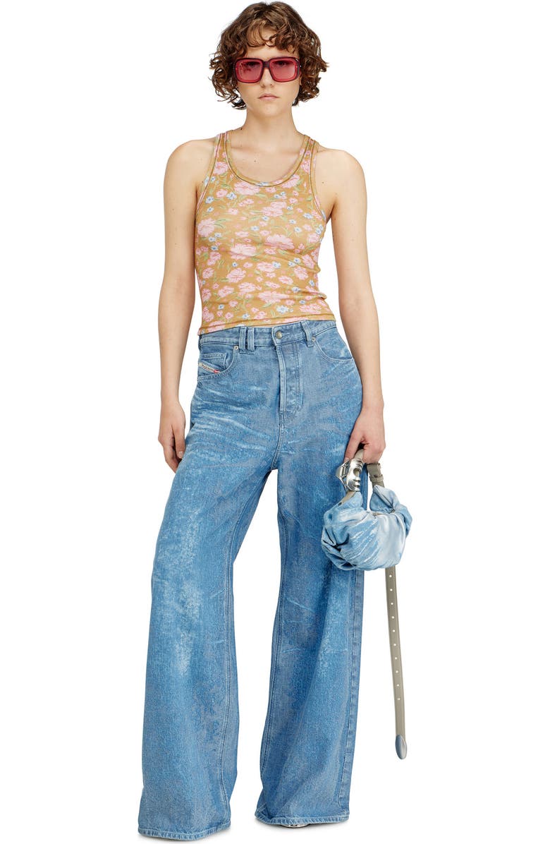 DIESEL<sup>®</sup> Grab-D-Small Scrunched Satin Denim Hobo Bag, Alternate, color, Blue