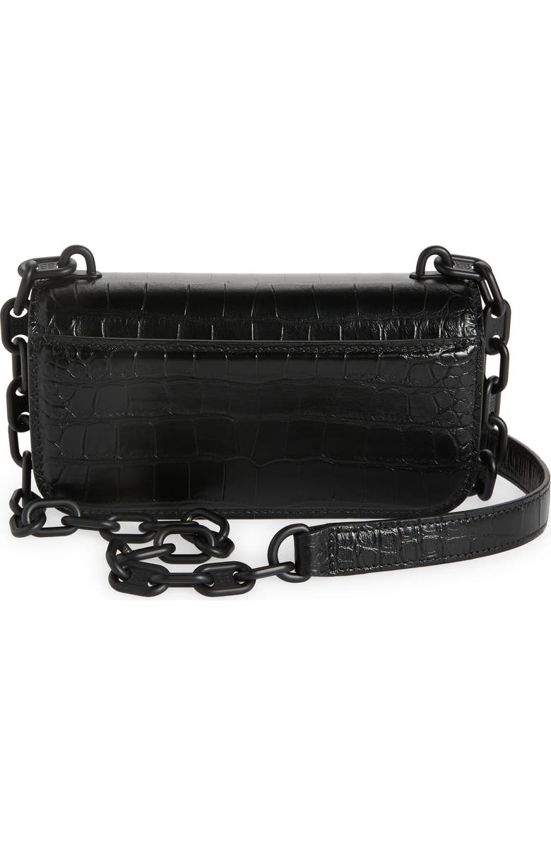 Balenciaga Gossip BB Logo Croc Embossed Leather Shoulder Bag, Alternate, color,