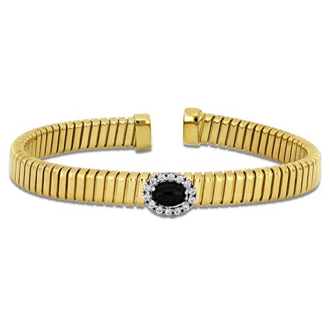 Stone & Cubic Zirconia Bangle Bracelet