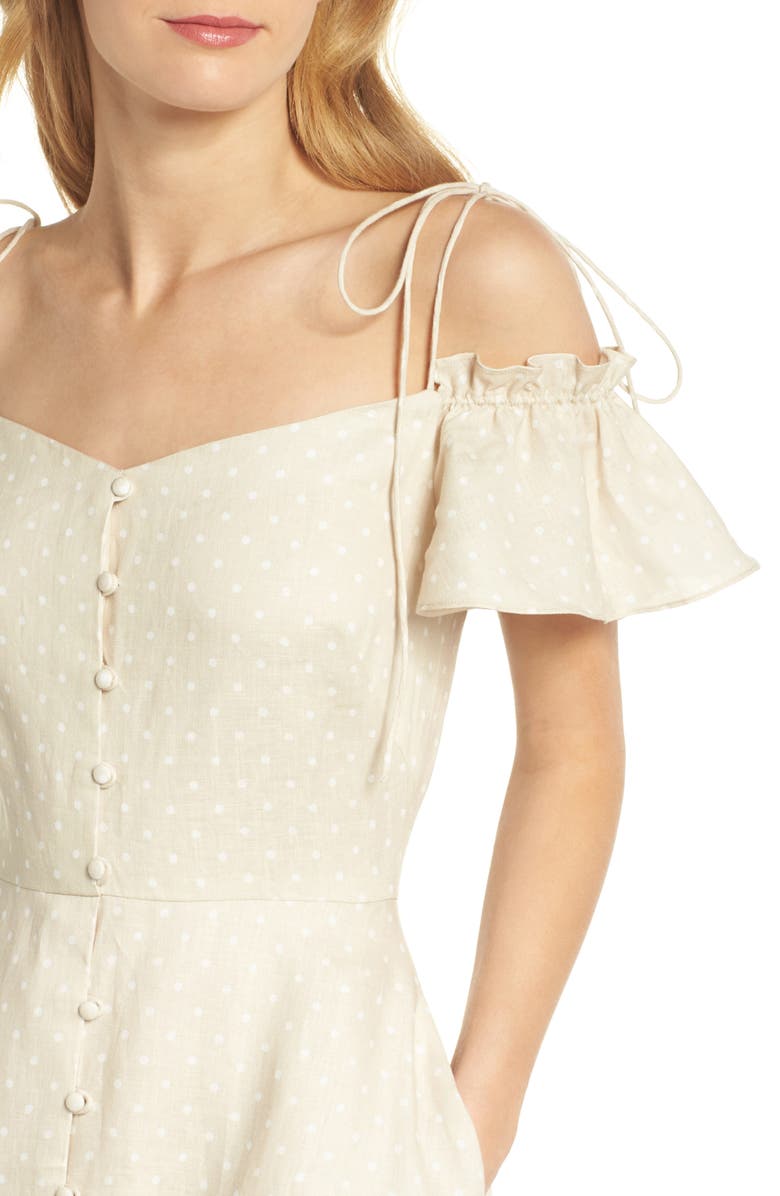 Gal Meets Glam Collection Colleen Polka Dot Off the Shoulder Dress, Alternate, color, 