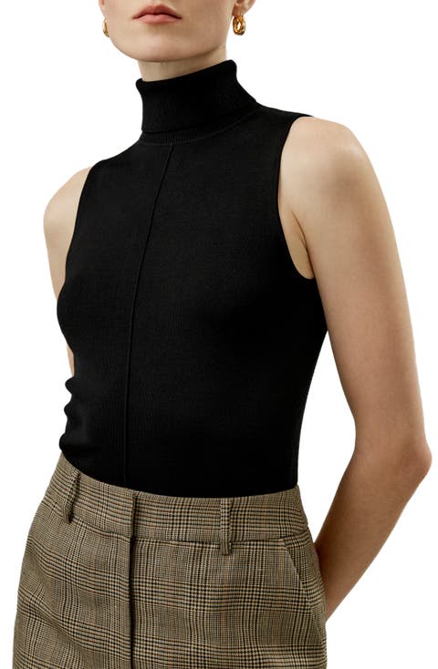 Women's Silk Knitted Turtleneck Sleeveless Top