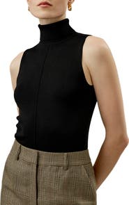 Lilysilk Women's Silk Knitted Turtleneck Sleeveless Top