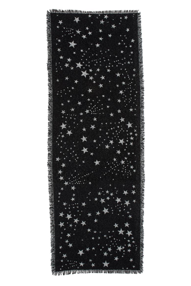 Metallic Star Oblong Scarf, Alternate, color, BLACK