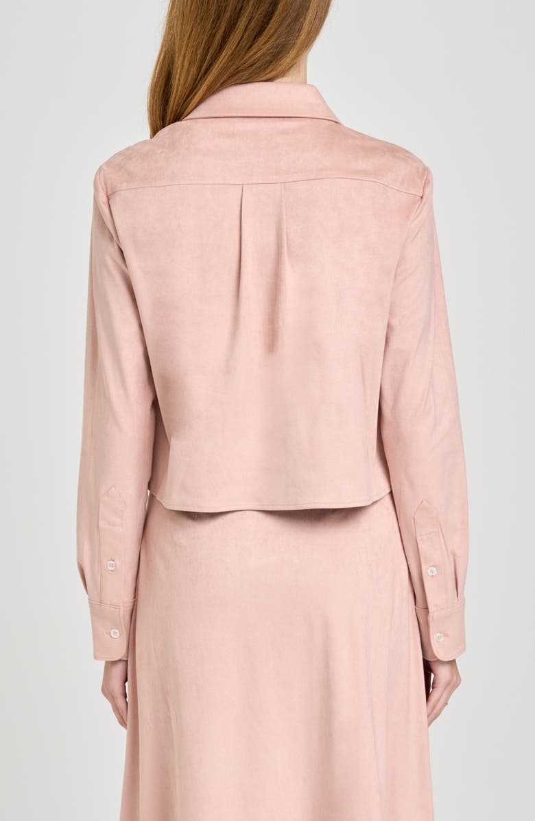 WAYF Chandler Long Sleeve Crop Button-Up Shirt, Alternate, color, Pink