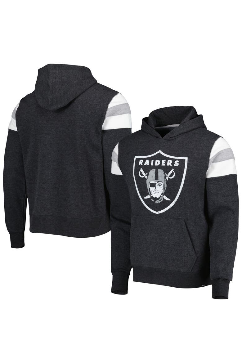 Men's '47 Heathered Black Las Vegas Raiders Premier Nico Pullover Hoodie, Main, color, Black