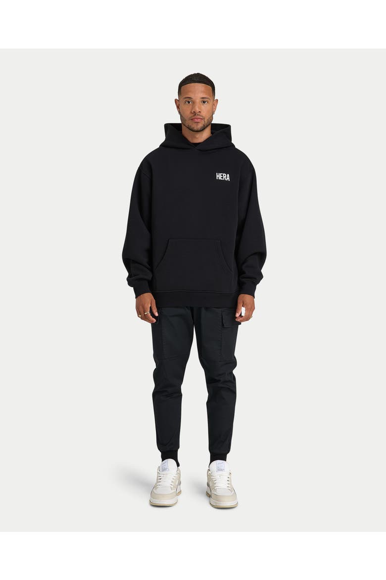 Staple Long Sleeve Oversized Hoodie, Alternate, color, Black
