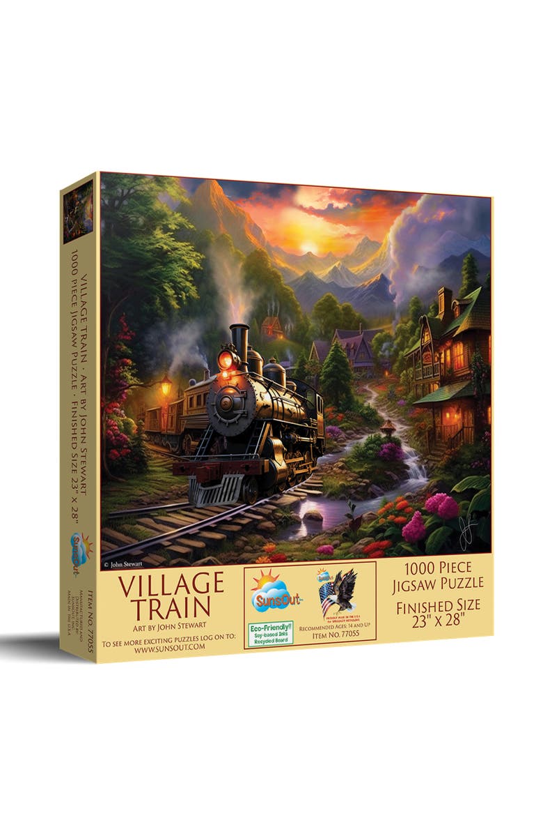 Sunsout Village Train 1000 piece Jigsaw Puzzle for Adults, Main, color, Multicolor