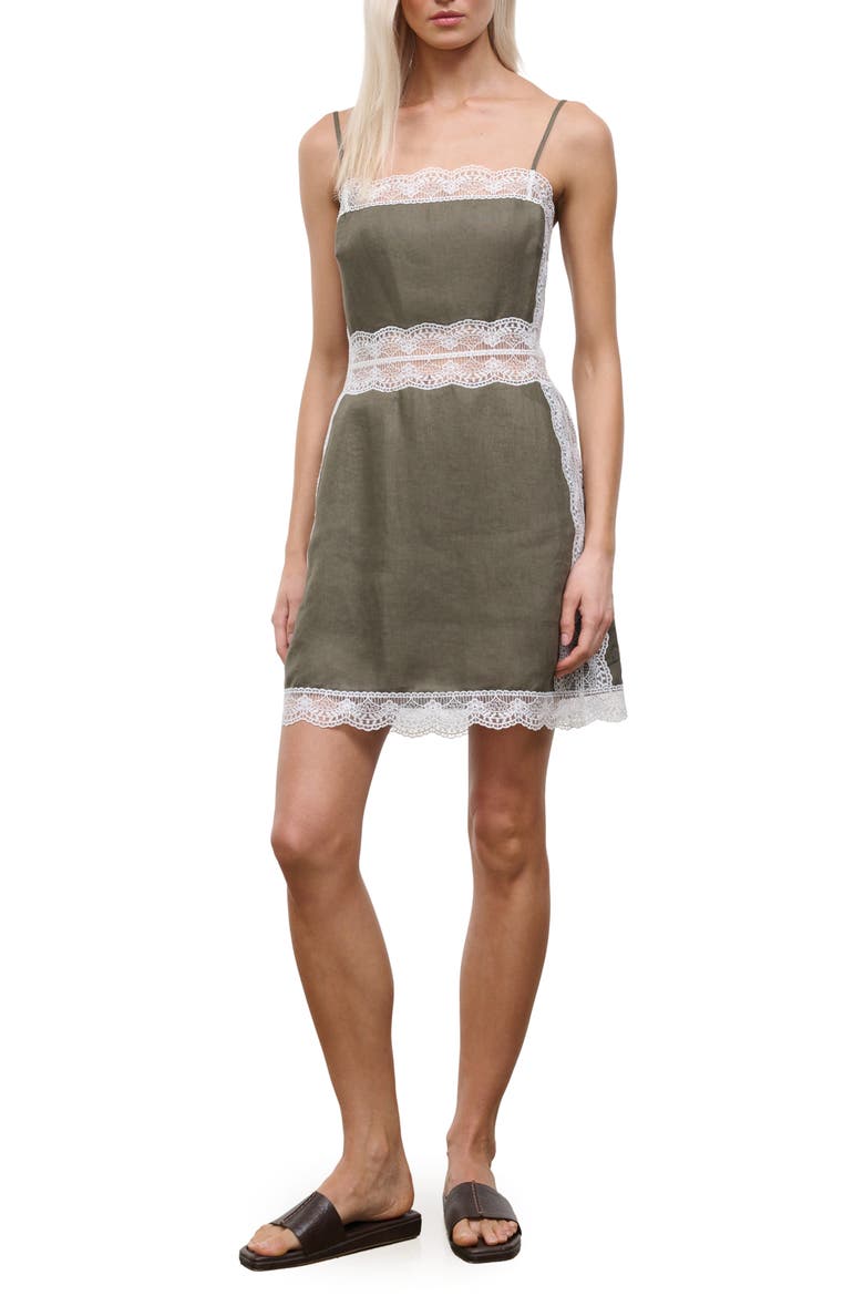 Amalina Lace Linen Minidress, Main, color, THYME