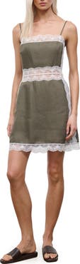 STAUD Amalina Lace Linen Minidress