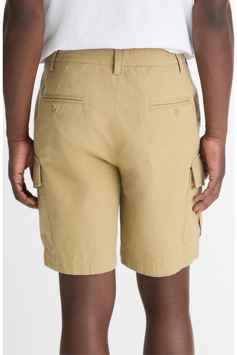 Flat Front Cotton & Linen Cargo Shorts, Alternate, color, BEACHWOOD