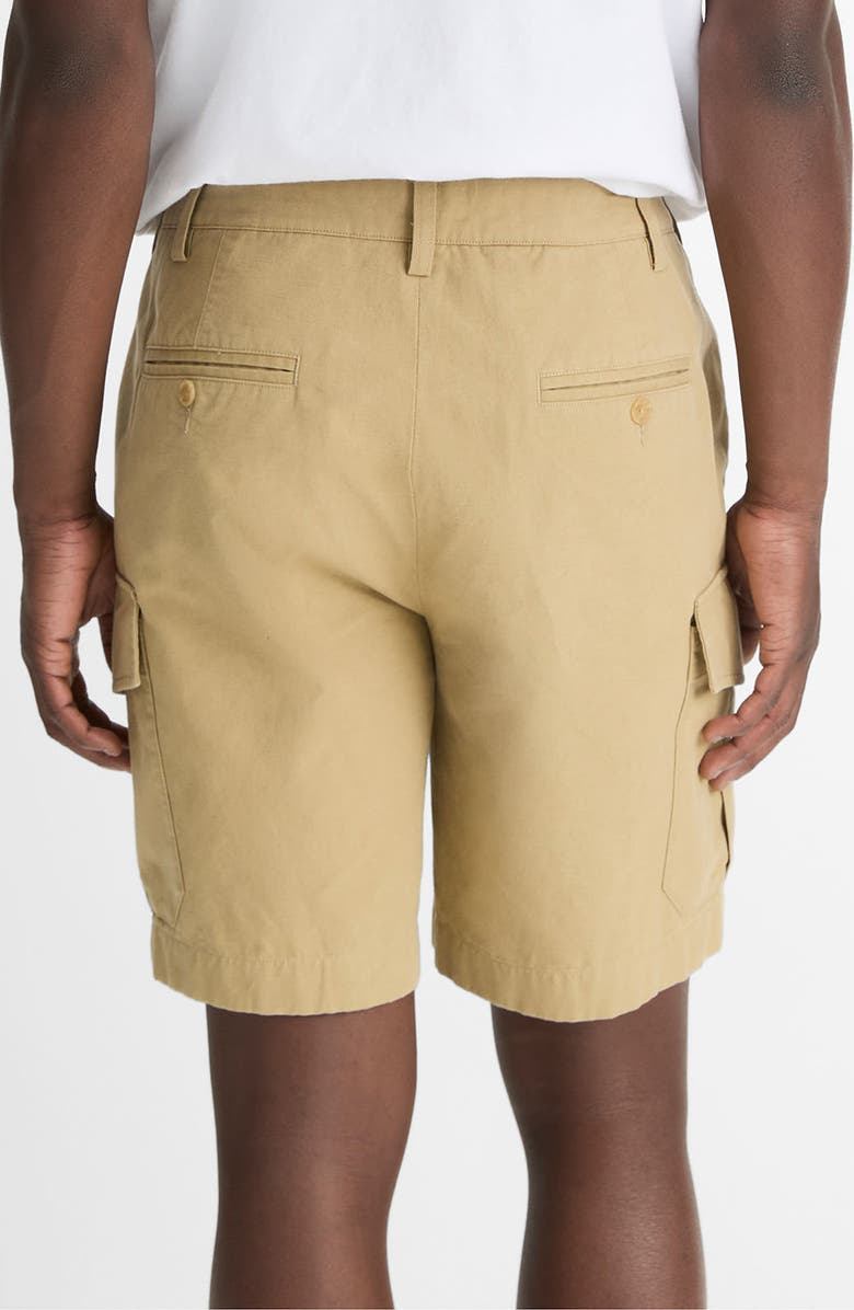 Vince Flat Front Cotton & Linen Cargo Shorts, Alternate, color, Beachwood