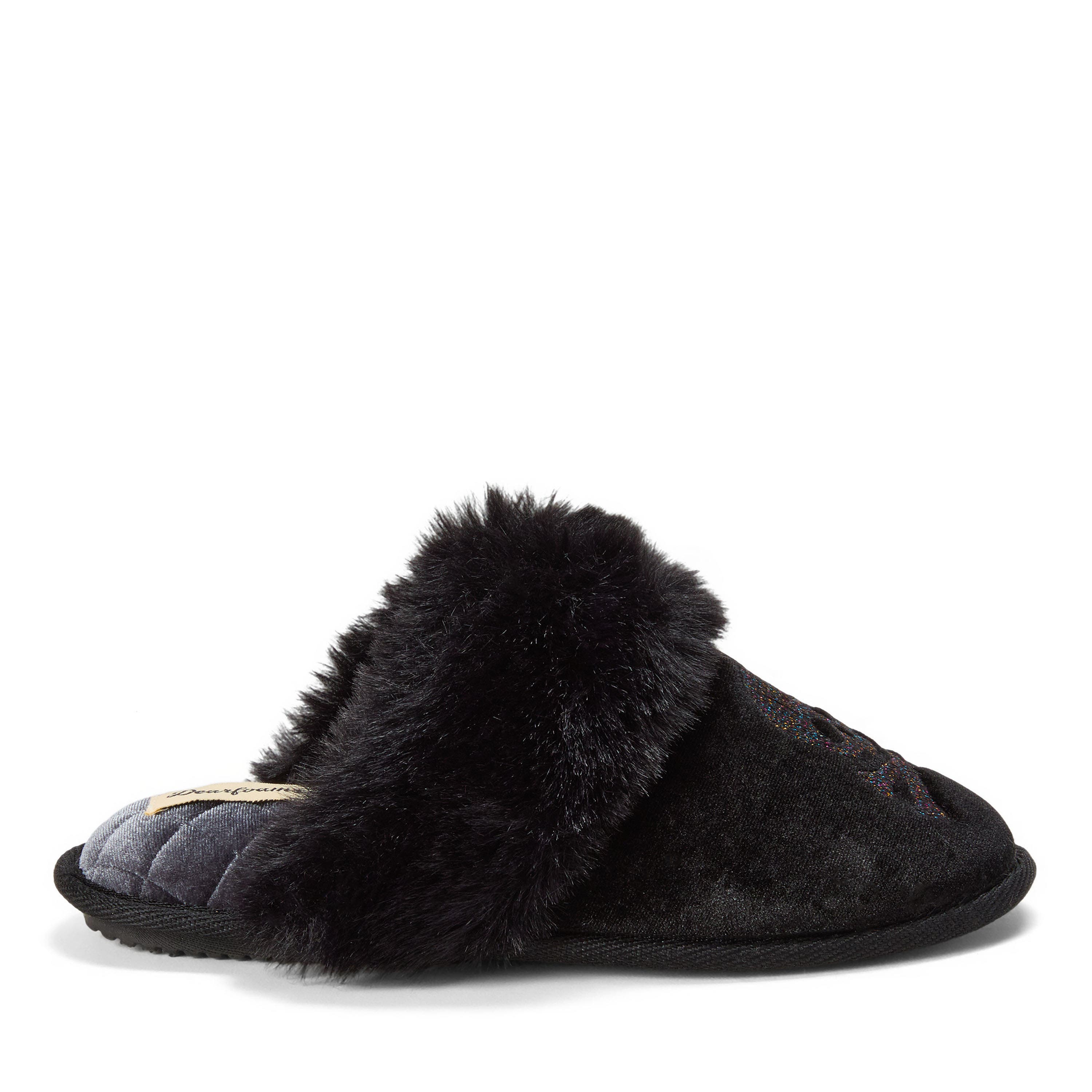 Halloween Velour Scuff Slippers, Alternate, color, BLACK