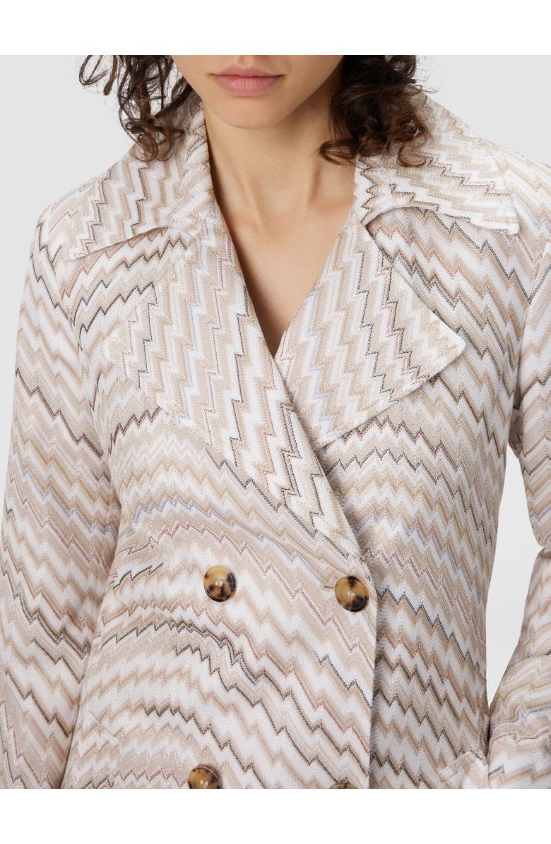 Missoni Double-breasted Trench Coat With Wavy Zigzag Pattern, Alternate, color, White
Beige
