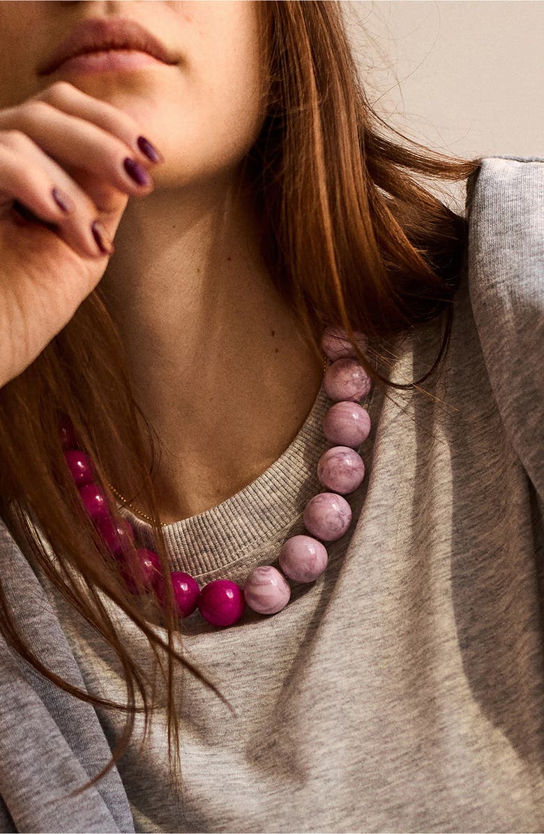 BaubleBar Jane Rainbow Semiprecious Beaded Necklace, Alternate, color, Pink